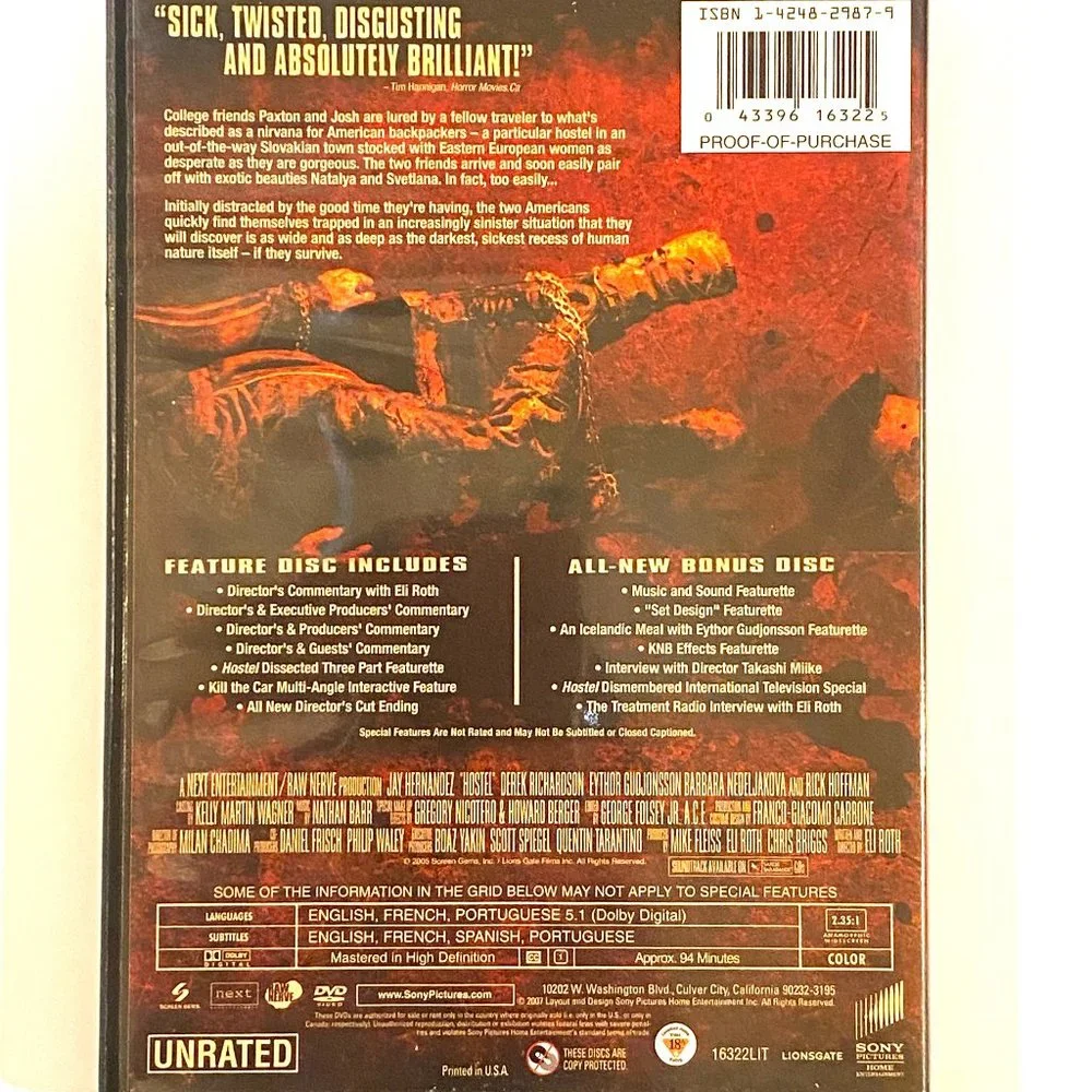Hostel, Director's Cut, Quentin Tarantino, Sony, 2-Disc, DVD